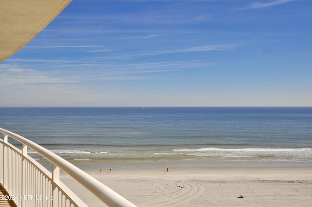 view of water feature featuring a beach view