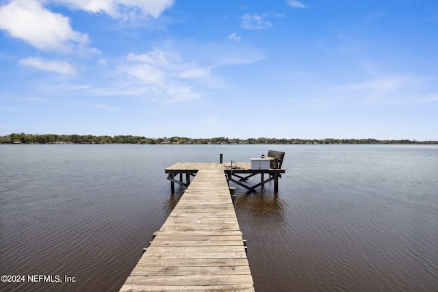 view of dock featuring a water view