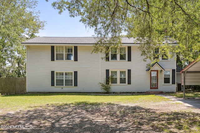 view of front of house featuring a front yard