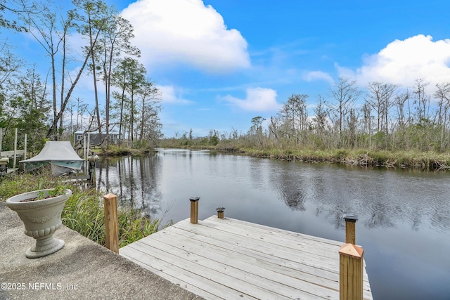 dock area featuring a water view