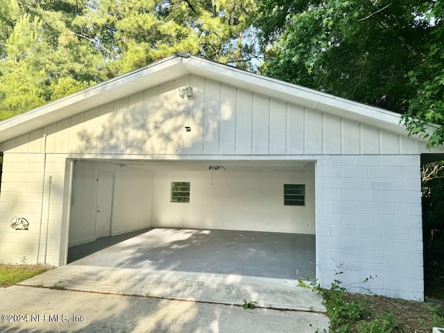 view of property exterior with a garage