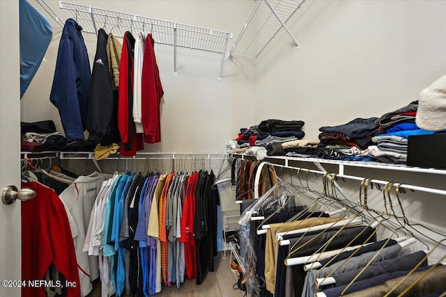 walk in closet featuring hardwood / wood-style floors