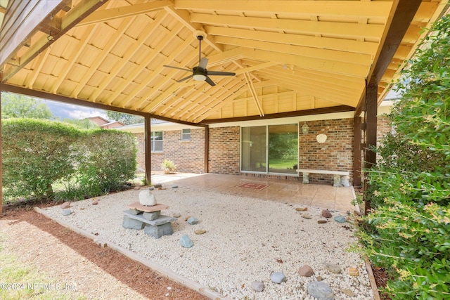 view of patio featuring a ceiling fan