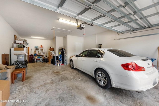 garage with a garage door opener