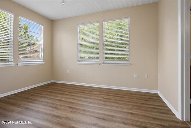 unfurnished room featuring hardwood / wood-style floors and a wealth of natural light