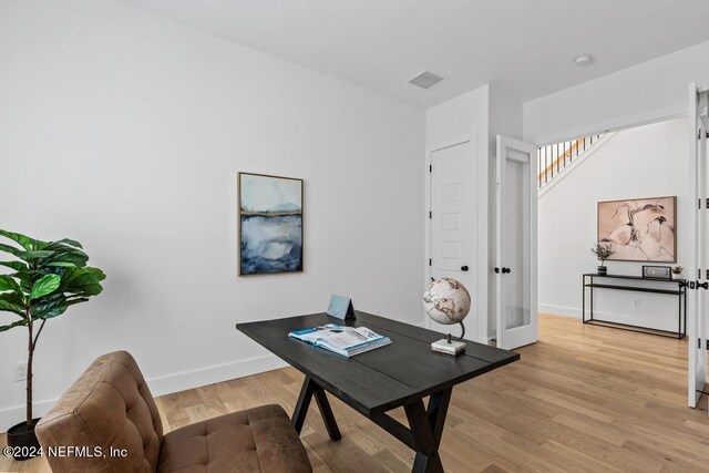 office featuring light hardwood / wood-style floors