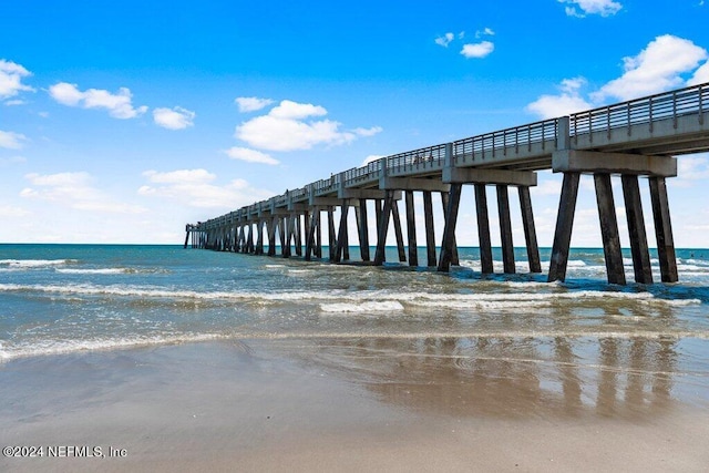 view of dock featuring a water view and a pier