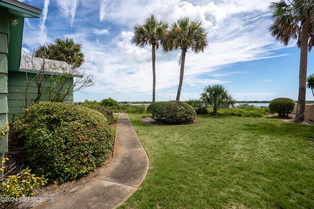 view of yard with a water view