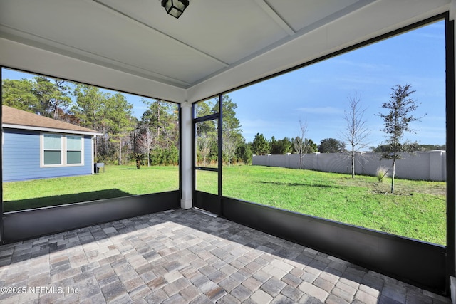 view of unfurnished sunroom