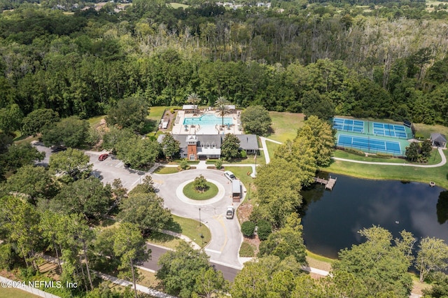 bird's eye view featuring a water view