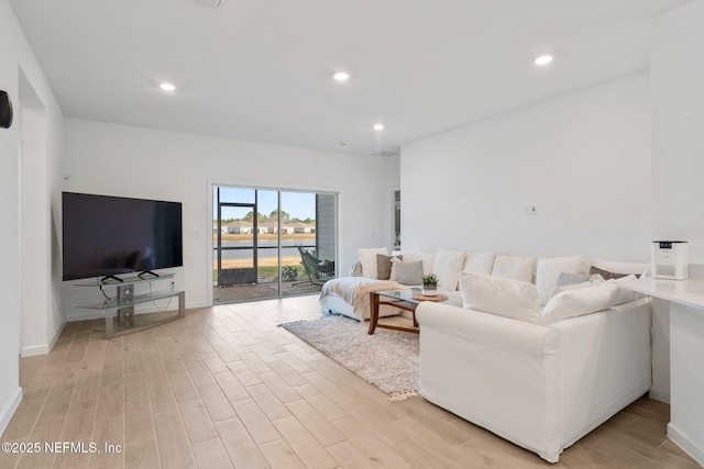 living room with light wood-type flooring