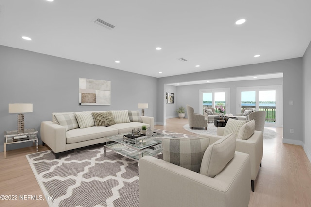 living room featuring light hardwood / wood-style floors