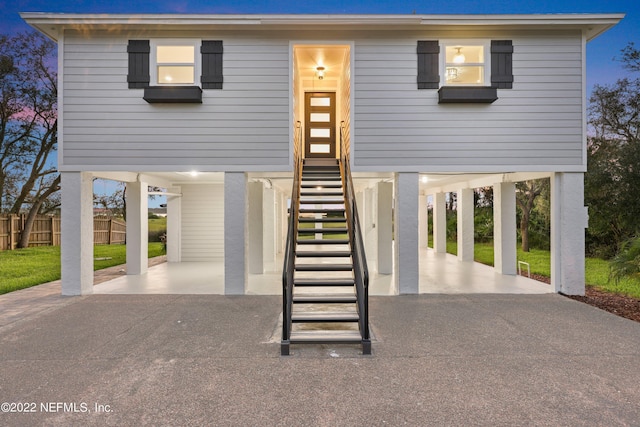 view of front of house with a carport