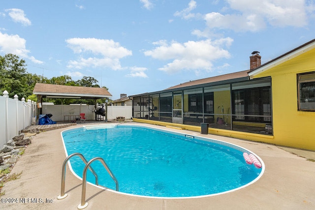 view of pool with a gazebo and a patio area