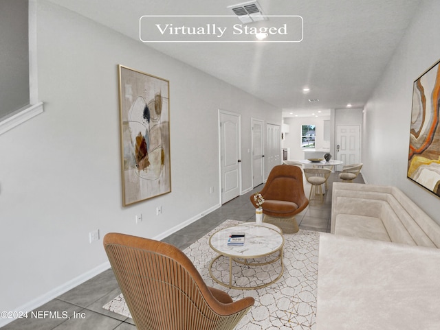 view of tiled living room