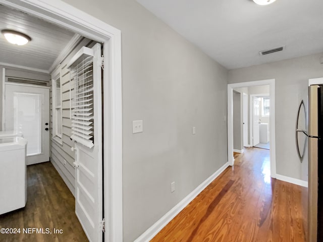 hall featuring dark hardwood / wood-style floors