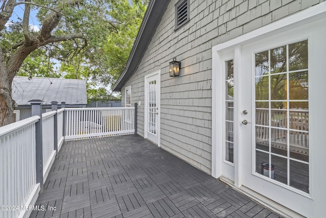 view of patio with a wooden deck