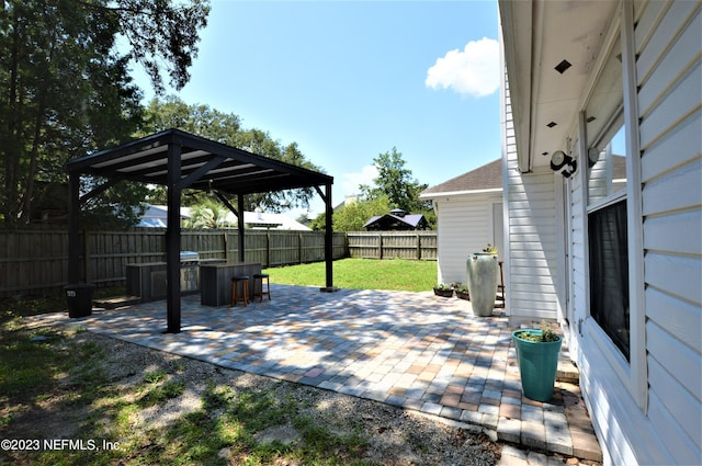 view of patio featuring a gazebo