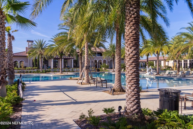 view of pool featuring a patio area