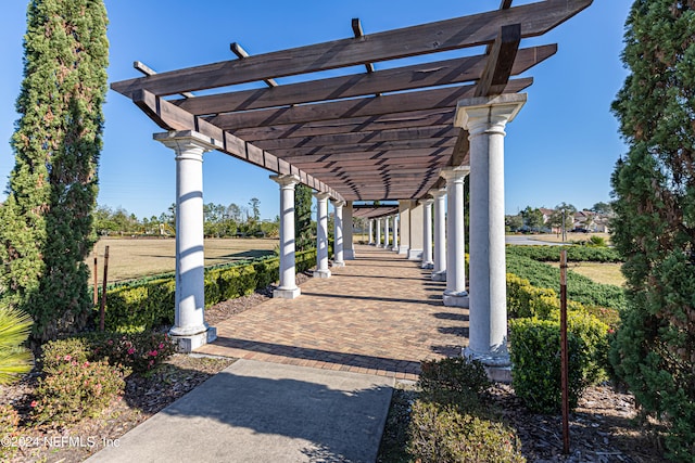 view of patio / terrace featuring a pergola