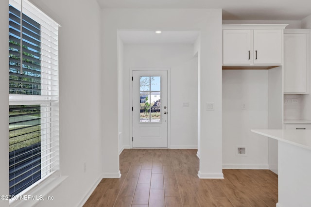 foyer with light hardwood / wood-style floors