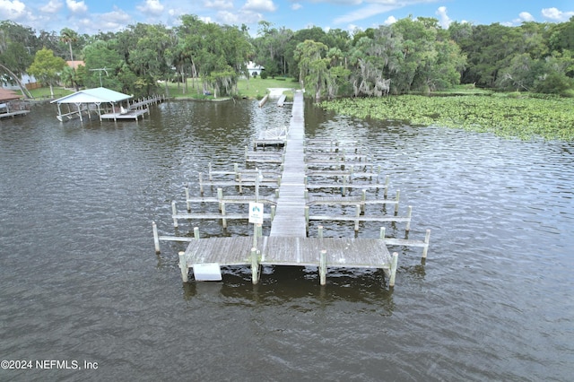 view of dock featuring a water view