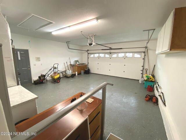 garage with a garage door opener