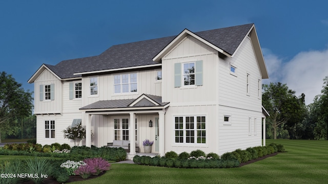 view of front facade featuring a front yard