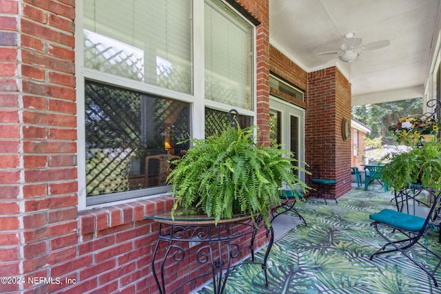 view of patio with ceiling fan