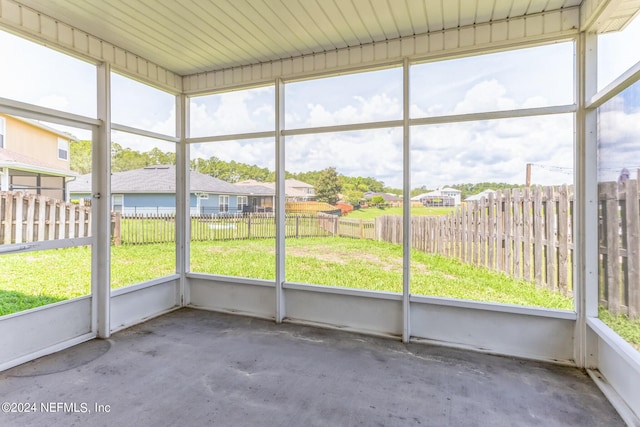 view of unfurnished sunroom