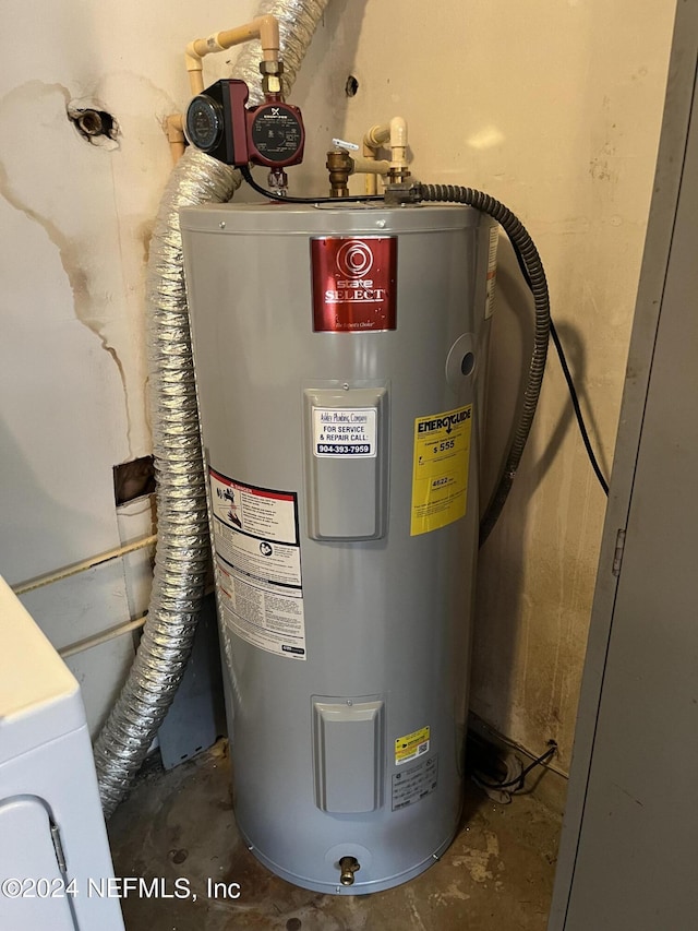 utility room with water heater