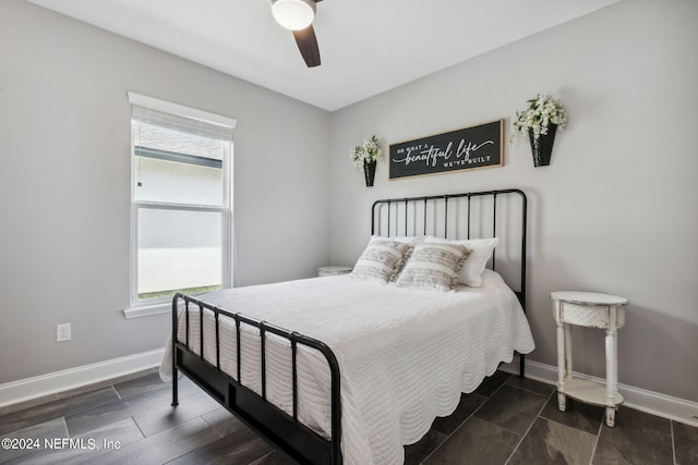 bedroom featuring ceiling fan