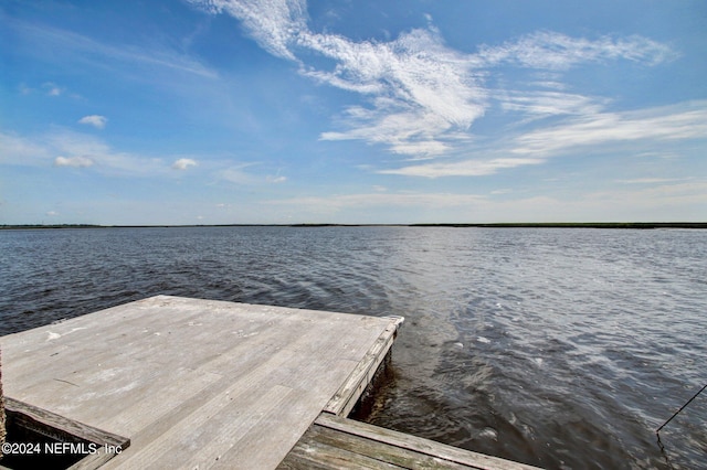 dock area featuring a water view