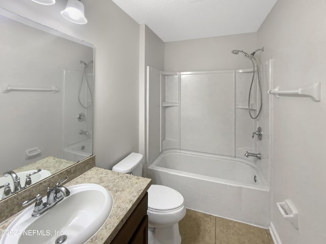 full bathroom featuring tile patterned flooring, vanity, toilet, and shower / bathing tub combination