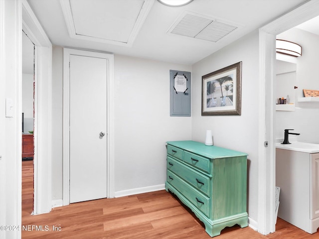 hall featuring light hardwood / wood-style flooring