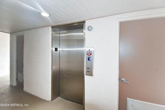 interior space with elevator