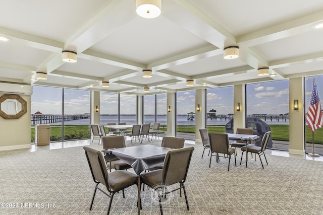 6000 San Jose Blvd Unit 11-C, Jacksonville, FL 32217 - sunroom / solarium featuring coffered ceiling, a water view, and beam ceiling