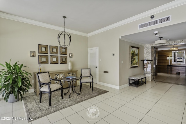 6000 San Jose Blvd Unit 11-C, Jacksonville, FL 32217 - dining room with crown molding, baseboards, light tile patterned floors, and visible vents