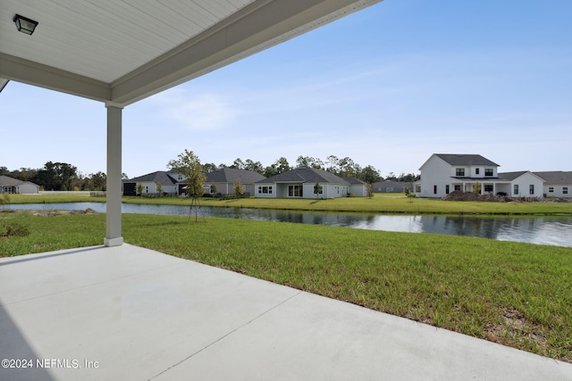 exterior space featuring a water view