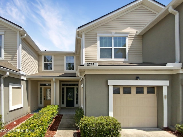 view of front of house with a garage