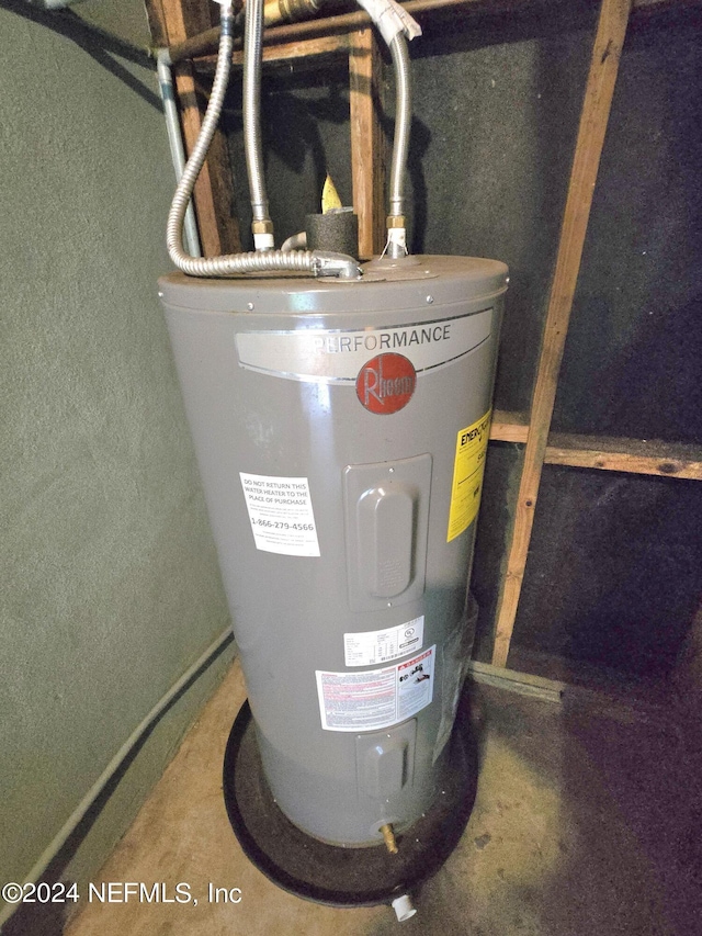 utility room featuring electric water heater