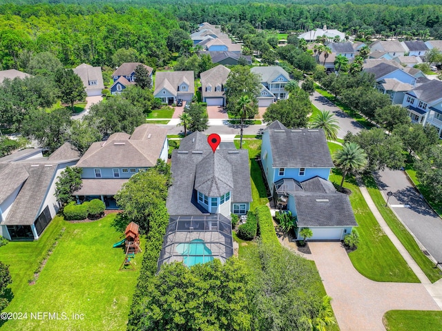 aerial view with a residential view