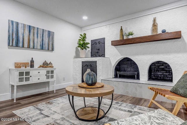 living area featuring wood-type flooring