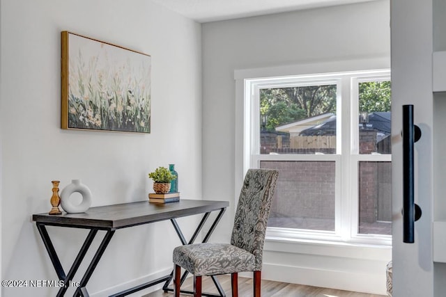 office space with light wood-type flooring and plenty of natural light