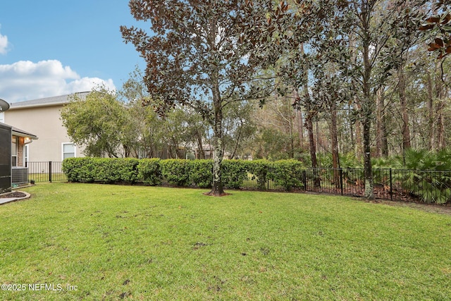 view of yard with a fenced backyard