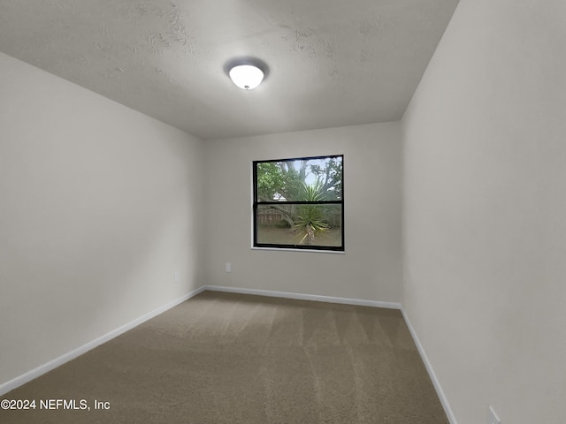 empty room featuring carpet flooring and a textured ceiling