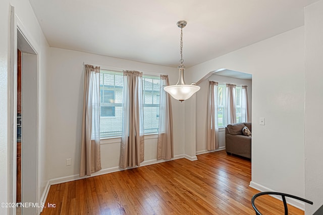 unfurnished dining area featuring hardwood / wood-style flooring