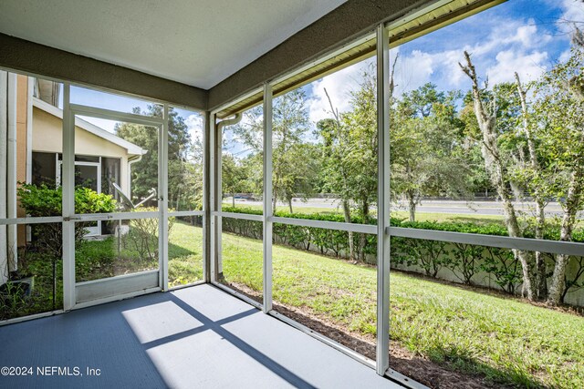 view of unfurnished sunroom