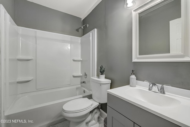 full bathroom with vanity, toilet, and tub / shower combination