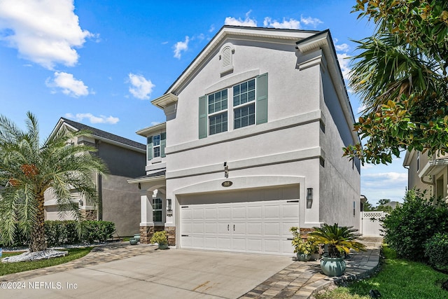 view of front property with a garage